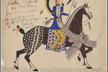 An example from a collection of drawings made by Sioux artists living in Fort Yates, North Dakota, in 1913.