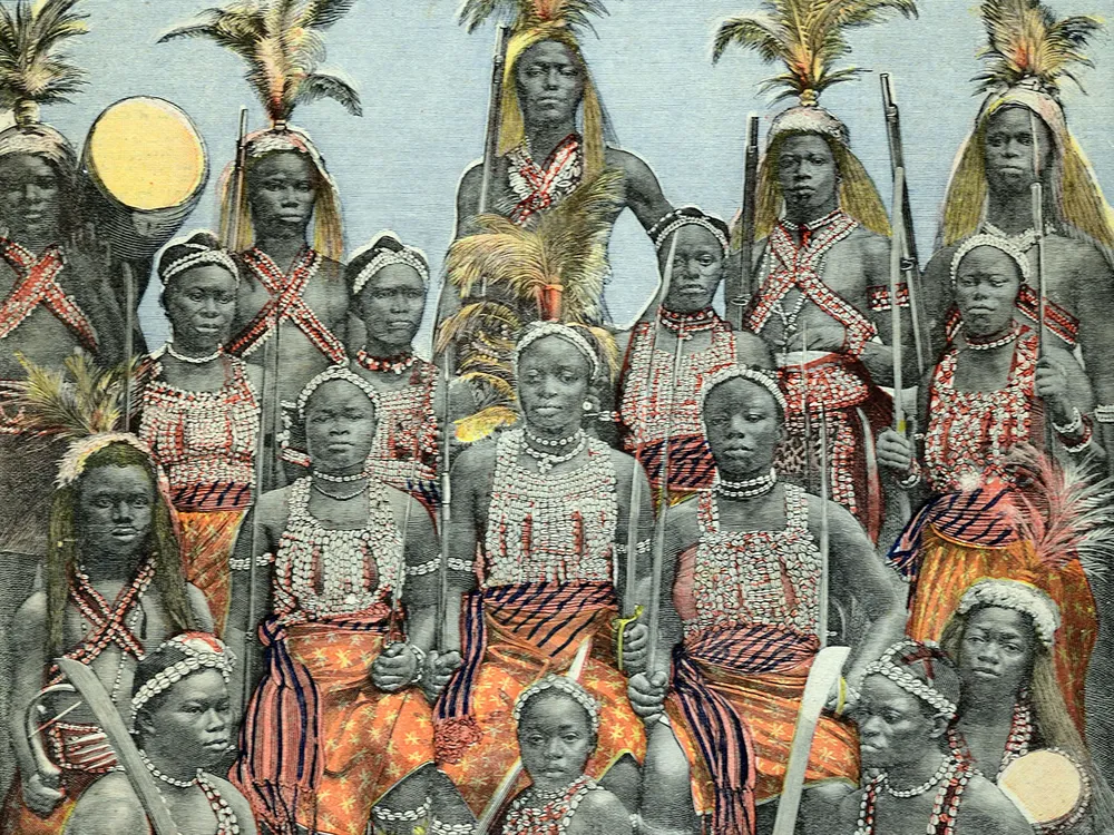 An 1897 photograph of Dahomey women warriors