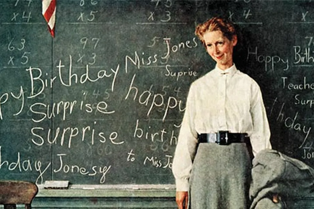 Norman Rockwell Happy Birthday Miss Jones