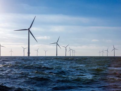 The world's first large scale offshore wind farm in Denmark. The 80 turbine installation was completed in December 2002.