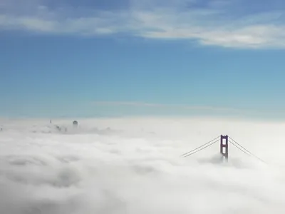 Researchers from the University of Washington conducted an initial experiment of cloud brightening technology in Alameda, California, on San Francisco Bay.