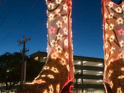 Cowboy boots, like this oversized 40-foot-tall pair in San Antonio, are synonymous with Texas, a state that some say is “like a whole other country.”