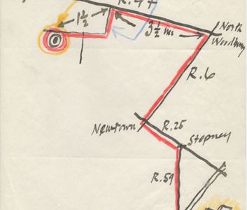 Sculptor Alexander Calder's hand-drawn map to his home looks like one of his mobiles.