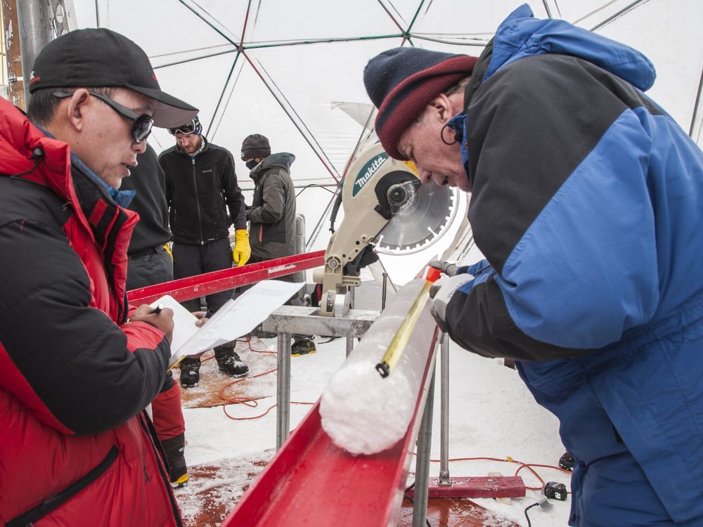 Researchers extract ice core