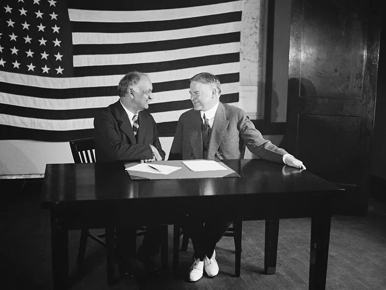 Charles Curtis and Herbert Hoover at table