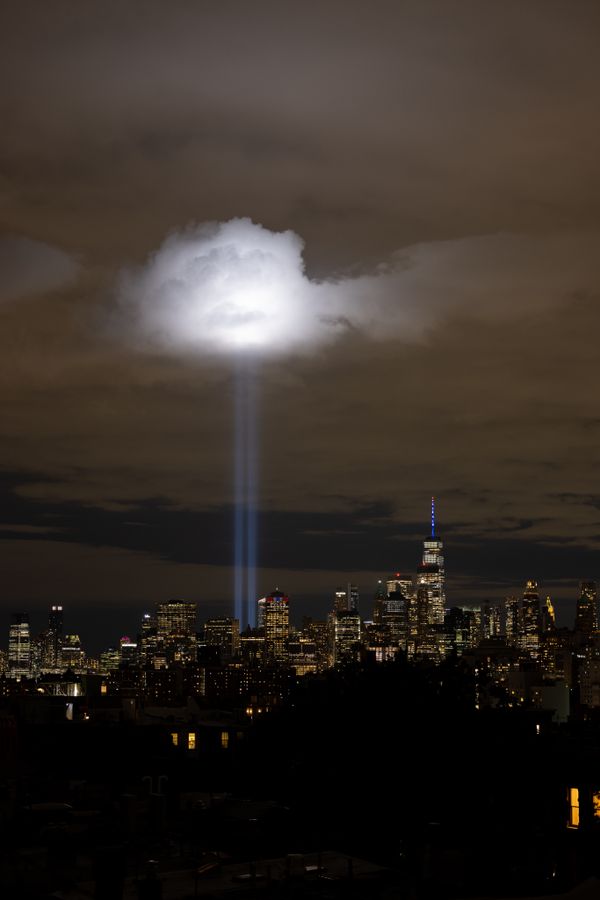 Twin blue light beams - NYC 9/11 Anniversiry thumbnail