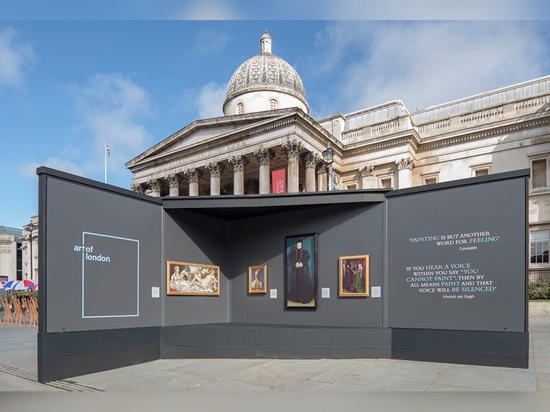 View of the pop-up exhibition in London's Trafalgar Square