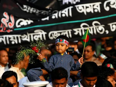 Last year at a celebration of International Mother Language Day in Dhaka, Bangladesh, thousands attend a monument commemorating those killed during the Language Movement demonstrations of 1952. 