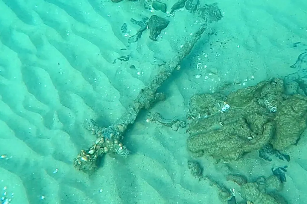 The sword seen on the seabed