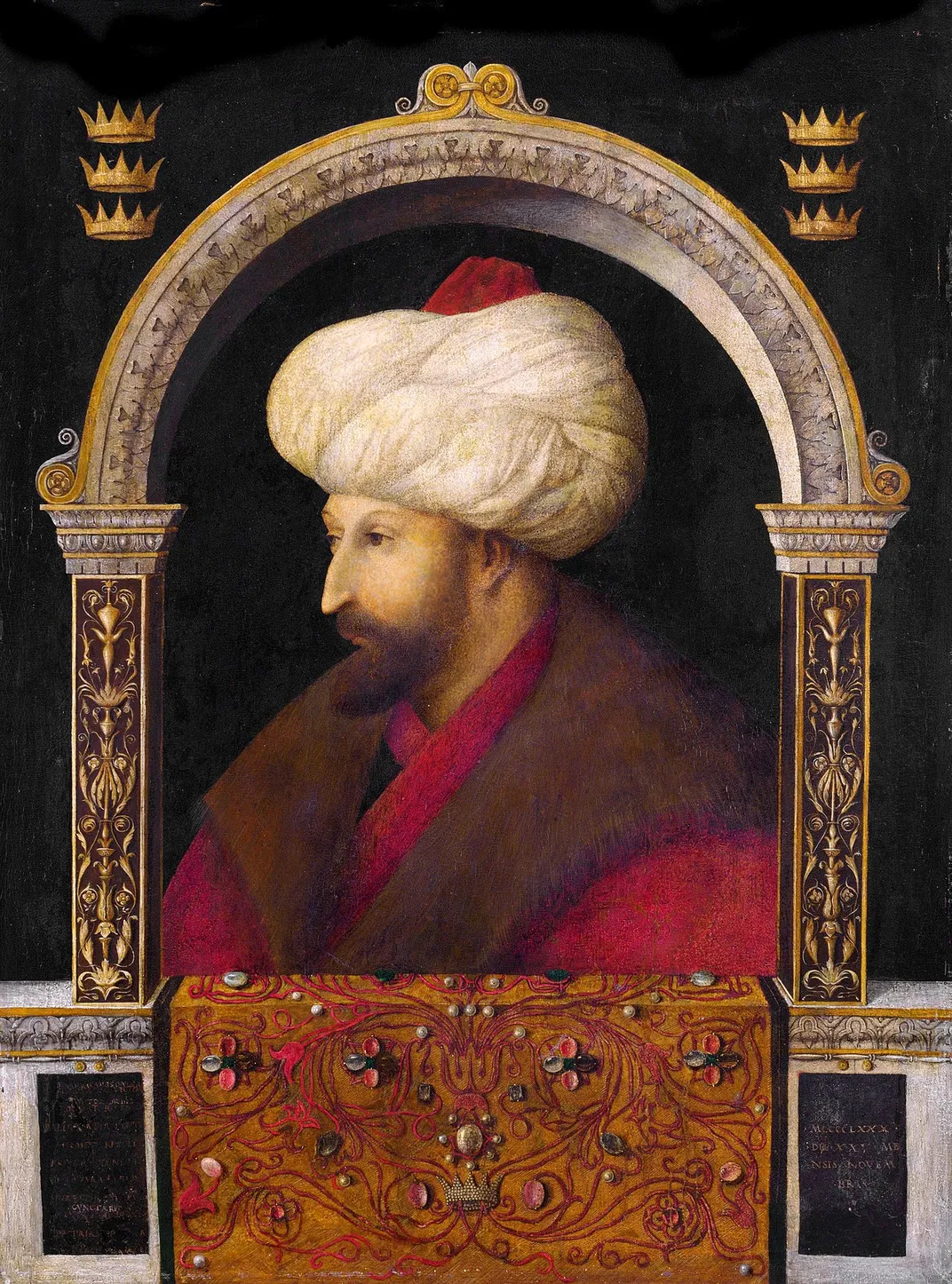 A portrait of Mehmed II by Gentile Bellini