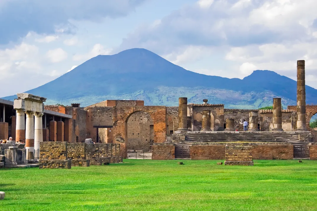 Remarkable Pompeii, with Mount Vesuvius in the background