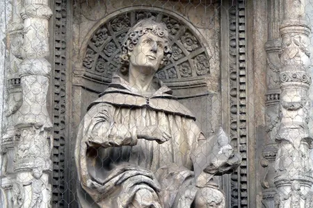 A statue of Pliny the Elder at the Cathedral of Santa Maria Maggiore in Como, Italy