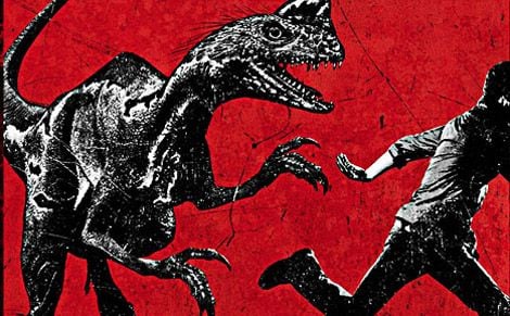 A teaser poster for Terra Nova shows off an imaginary dinosaur called the "Slasher."
