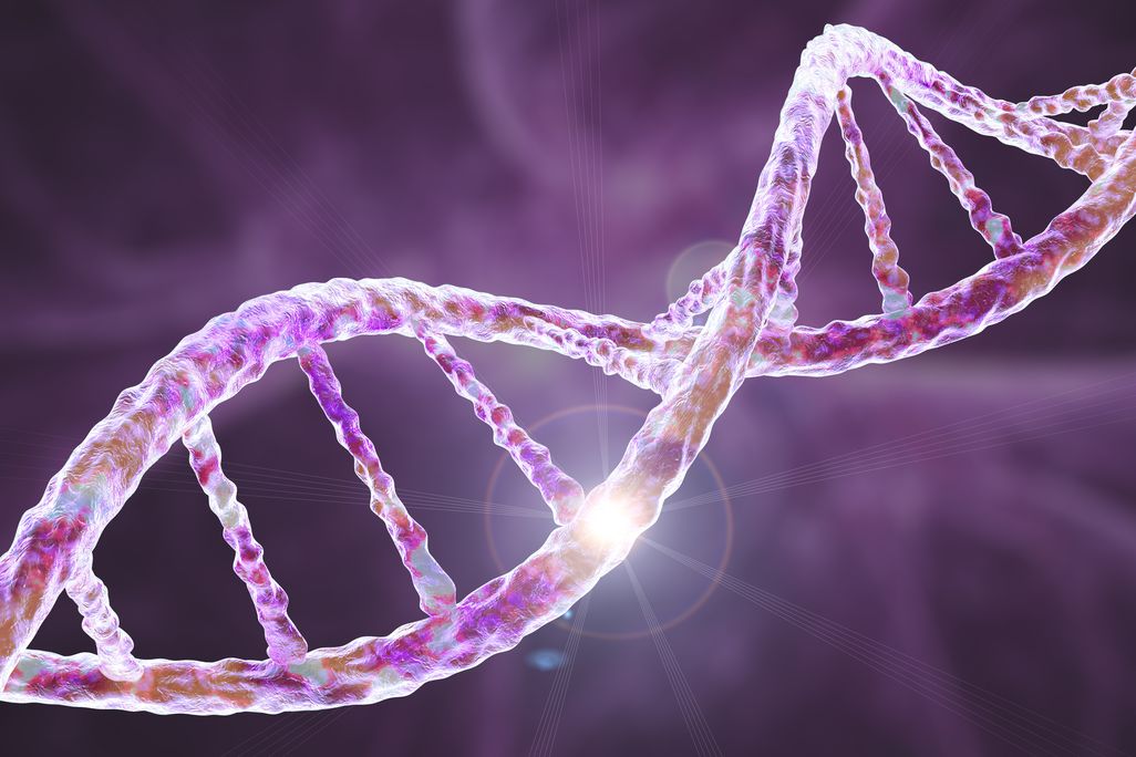 Illustration of twisting double helix stand of DNA