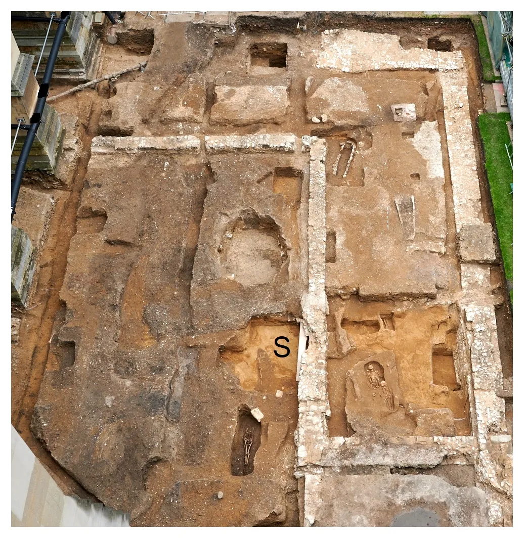 Aerial view of sacristy courtyard