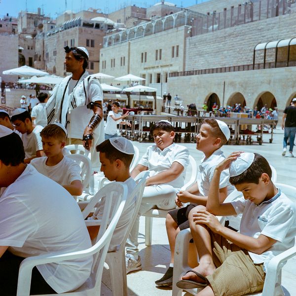 Boys attending a Bar Mitzvah at the Western Wall in Jerusalem thumbnail