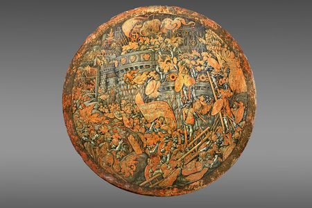 Italian artist&nbsp;Girolamo di Tommaso da Treviso created the ceremonial shield around 1535.
