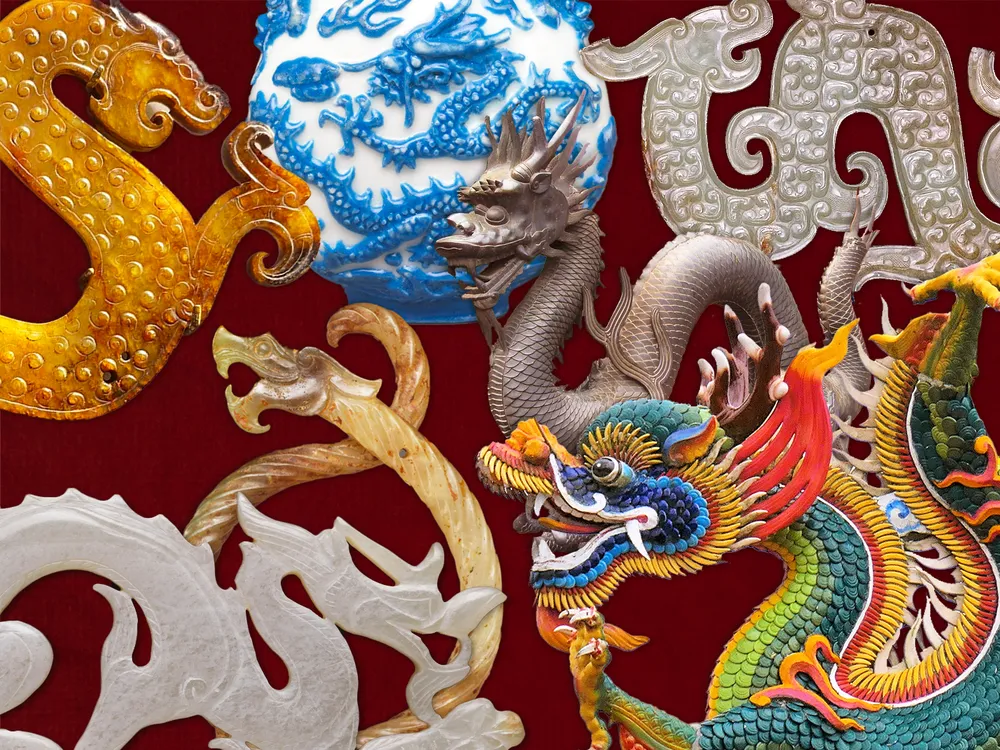 An illustration of Chinese dragons