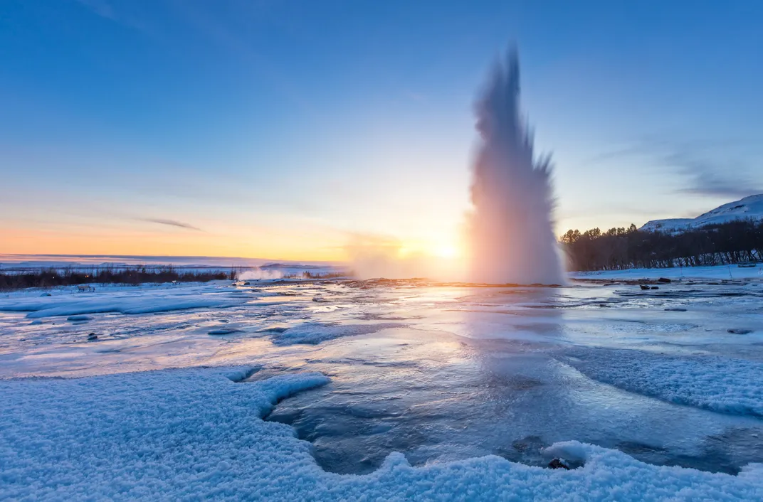 The famous Geysir erupting