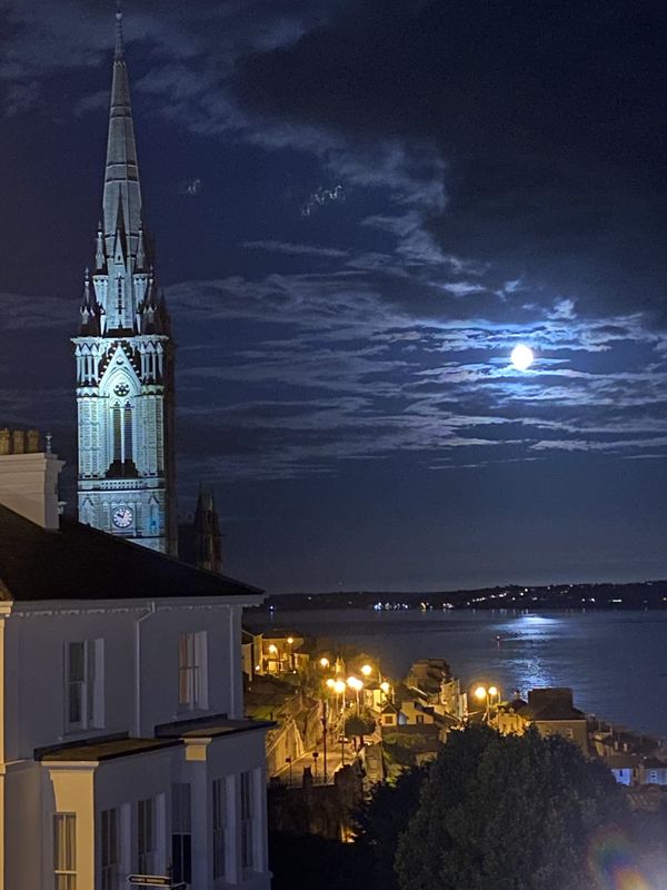 Blue Moon reflection ,St. Colman's Cathedral, Cobh, Ireland thumbnail