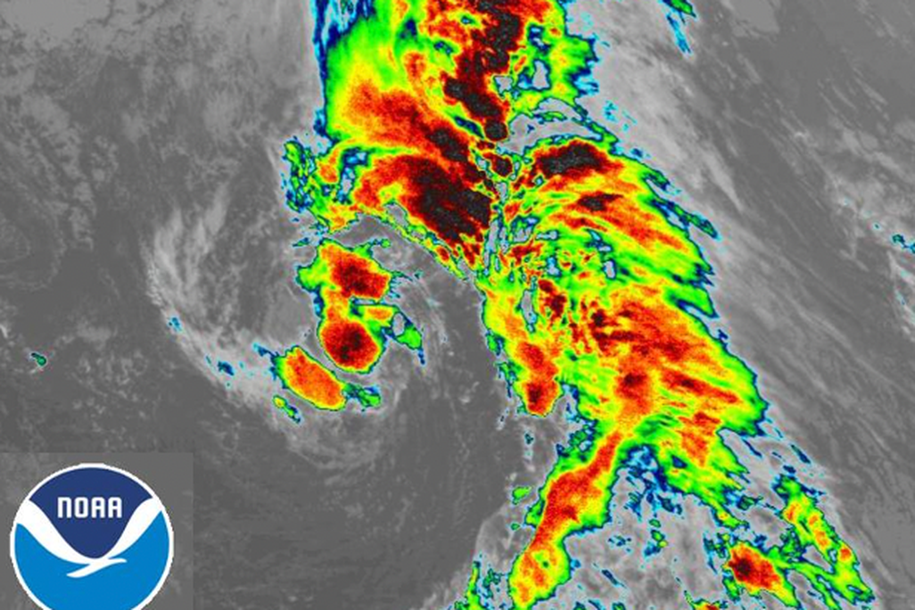 Satellite image of tropical storm Theta