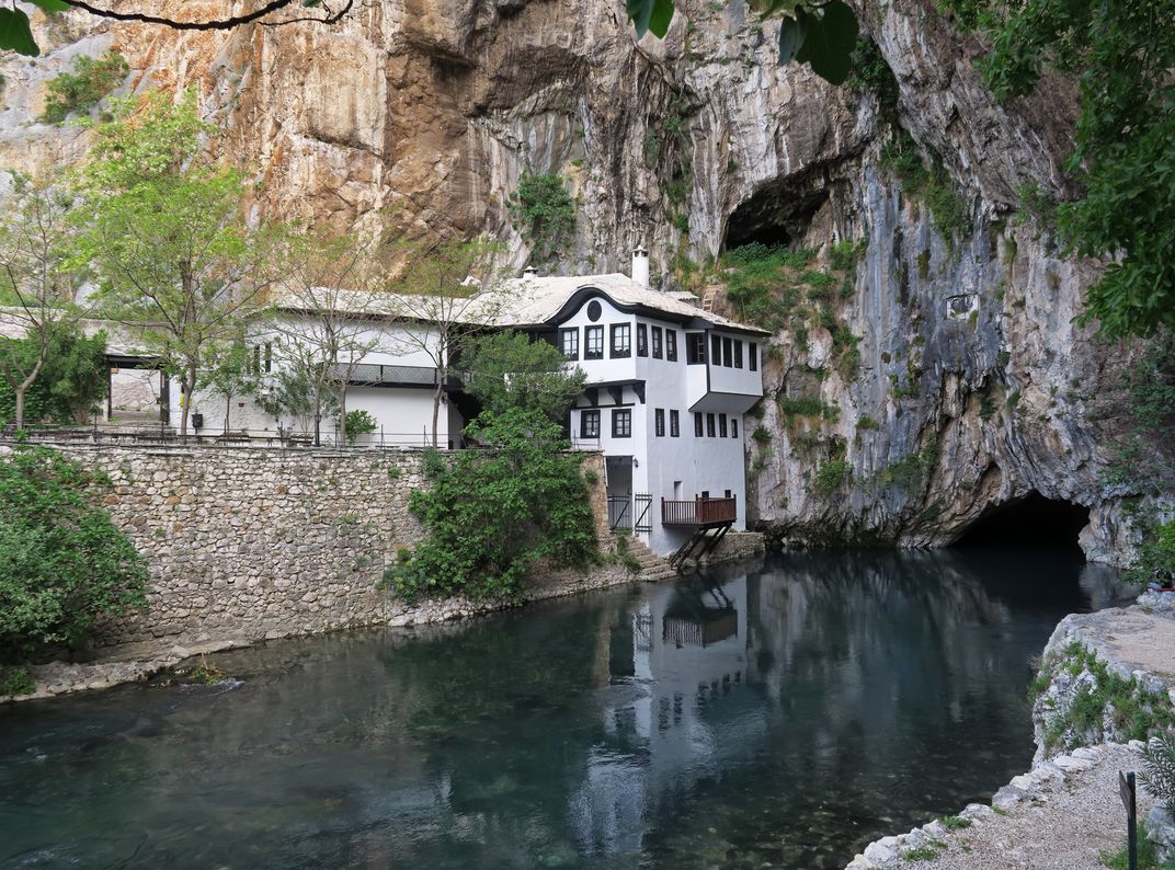 The Tekka Monastery amid karst mountains, Blagaj, Bosnia & Herzegovina