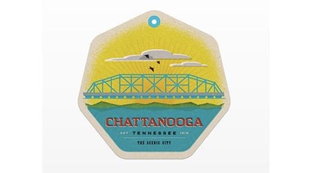 A badge designed for Chattanooga using the local Chatype font