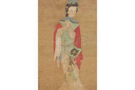 An 18th-century ink rendering of Hua Mulan on silk