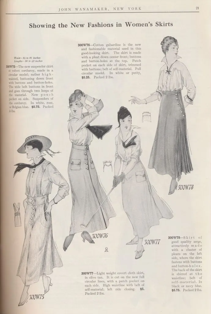 Illustration of four young women from early 20th century trade catalog.