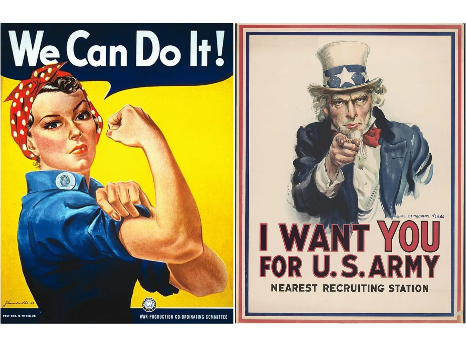 Rosie the Riveter and Uncle Sam: Two Portraits, Two Methods of