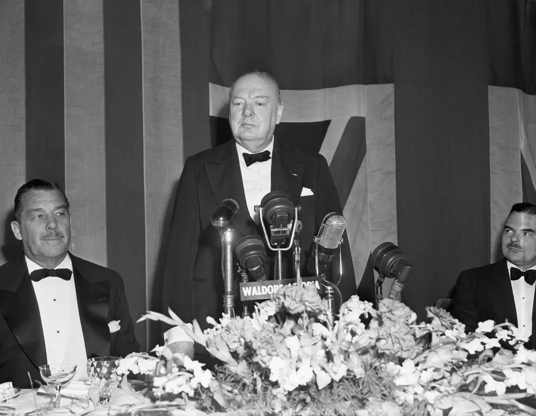 Winston Churchill gives speech at Waldorf-Astoria