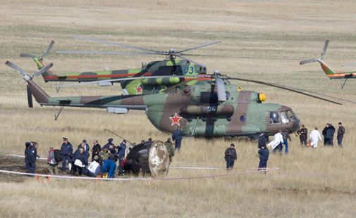 The crew of the space station returns to Earth safe, but off target.