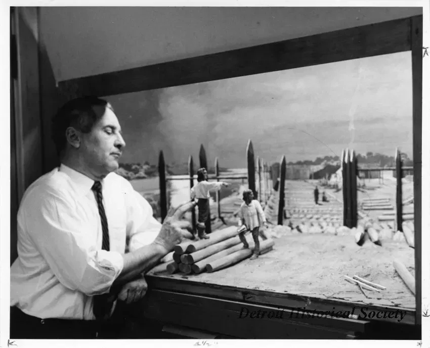 Bartlett M. Frost working on a diorama at the Detroit Historical Museum in 1965