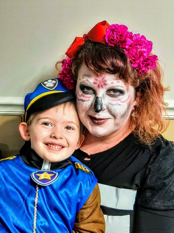 Mother and son at Halloween thumbnail