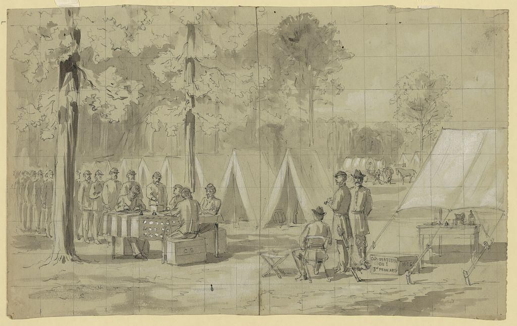 Illustration of soldiers voting in 1864