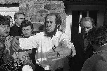 Alexander Solzhenitsyn in West Germany following his deportation from the Soviet Union in February 1974