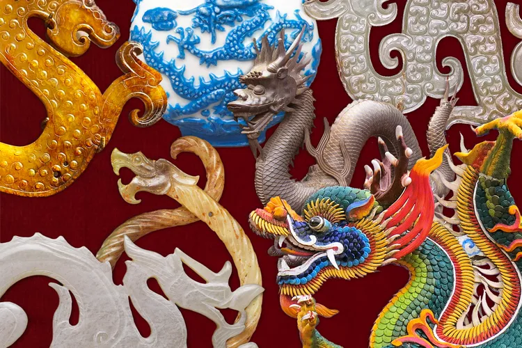 An illustration of Chinese dragons
