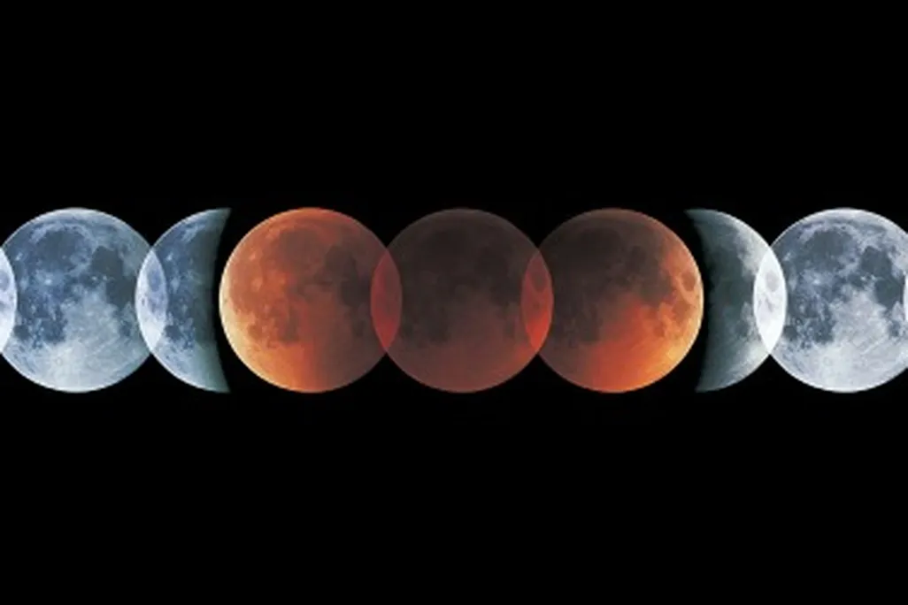 A lunar eclipse turns the moon reddish brown