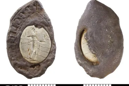 Though the intaglio dates to the days of Roman Britain (43 to 410 A.D.), the silver seal that holds it was likely made in the 13th or 14th century.