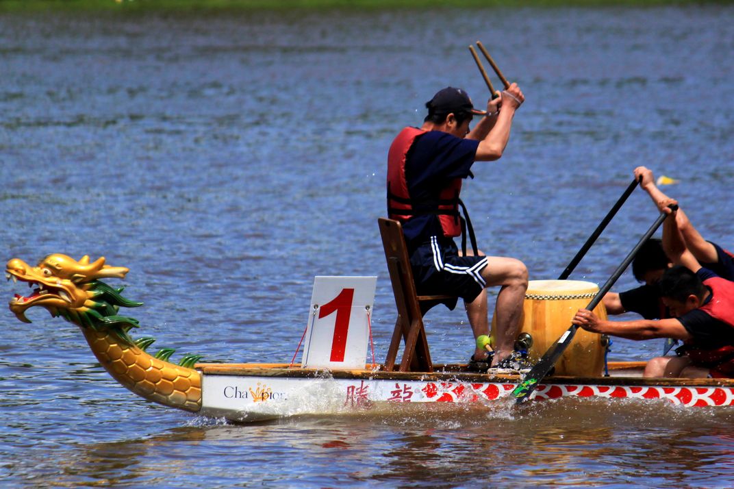 In all of the chaos of almost two dozen people rowing in unison, it is