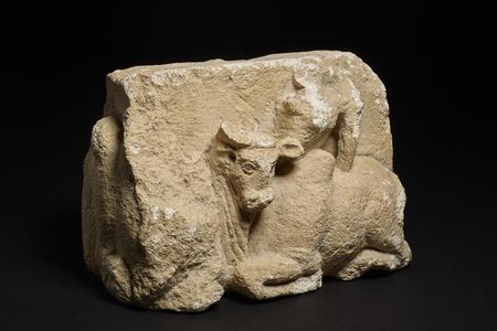 A sculpture of two bulls, originally carved in the second century A.D., looted from Afghanistan's Kabul Museum almost 30 years ago