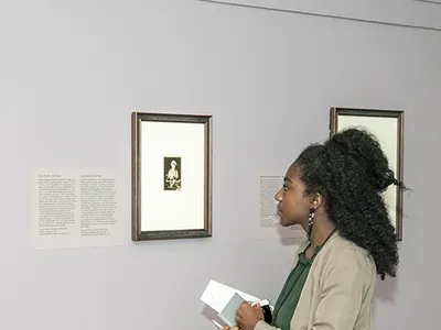 Thirteen “Because of Her Story” interns spent the summer uncovering stories of remarkable American women and learning museum practice. Pictured: Stella Hendricks, intern, National Portrait Gallery. (Michael Barnes)