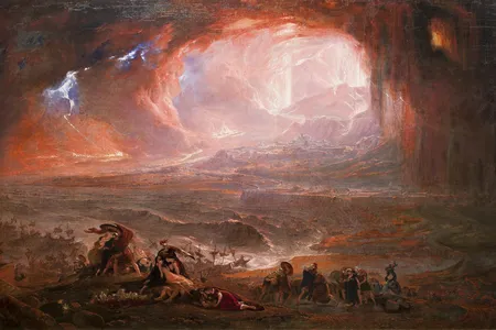 This 1822 painting by John Martin envisions the eruption of Mount Vesuvius. New research suggests a skeleton found in Herculaneum, a seaside town neighboring Pompeii, belonged to a Roman soldier sent to rescue victims from the volcano.