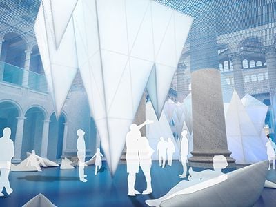 A schematic design of the upcoming “Icebergs” installation for the National Building Museum