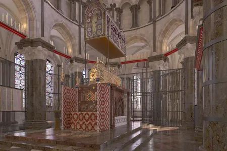 At its peak, the saint's Canterbury Cathedral shrine drew upward of 100,000 visitors each year.