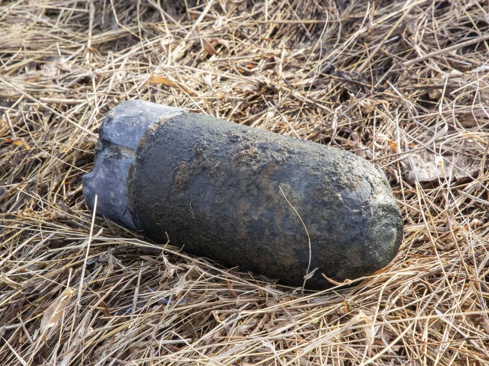 Military shell on the ground