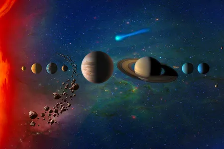 An artist's concept of the solar system