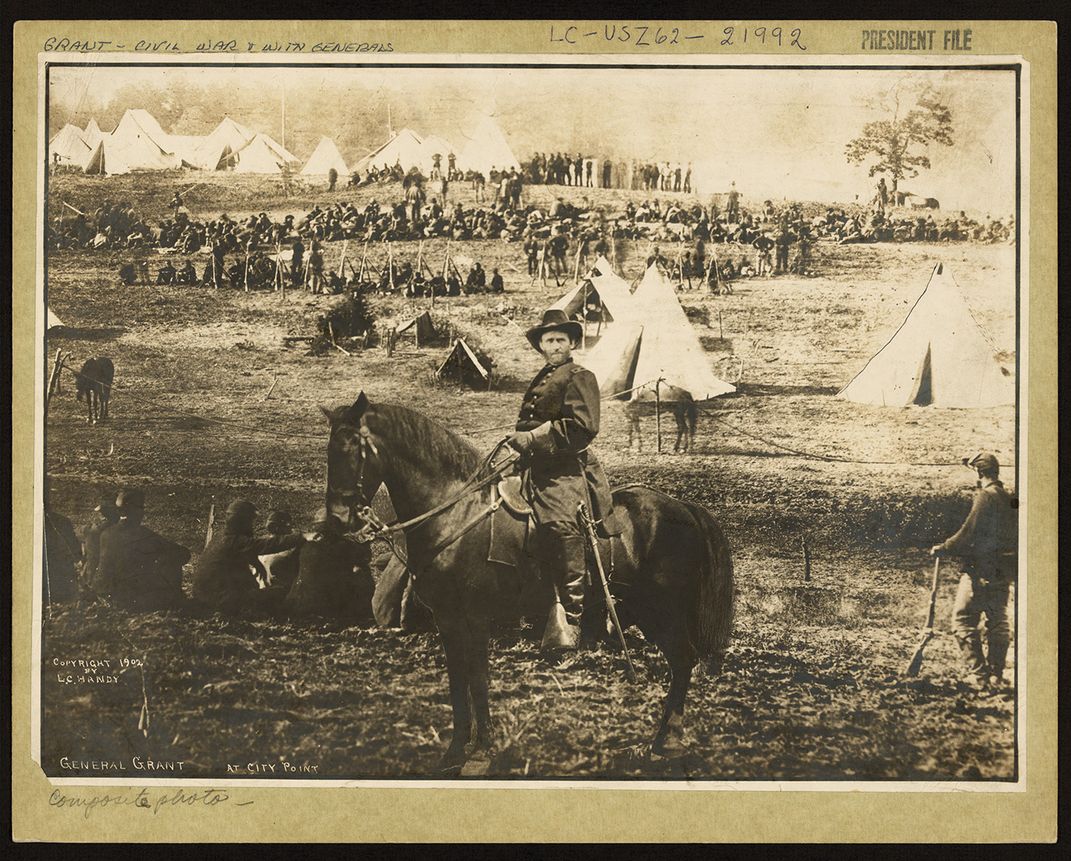 Gen. Ulysses Grant on horseback.
