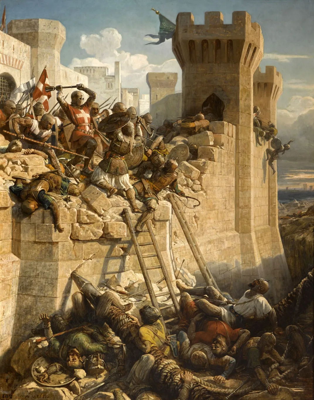 A painting of the siege of Acre in 1291