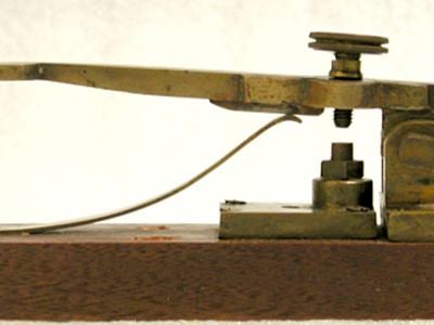 This is a replica of an early telegraph key used by Morse and Vail. (Smithsonian National Museum of American History)